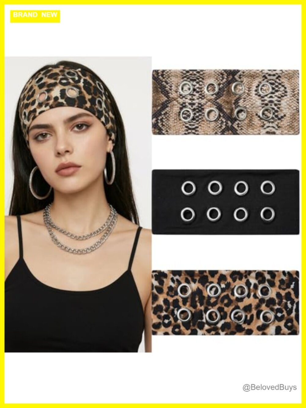 3Pc Wide Headbands for Women Punk Y2K Grunge Hair Accessories Elastic